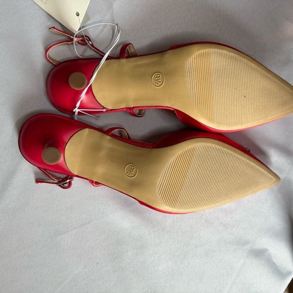 A New Day Red Satin Heels with Crystal Embellishments - Picture 5 of 9